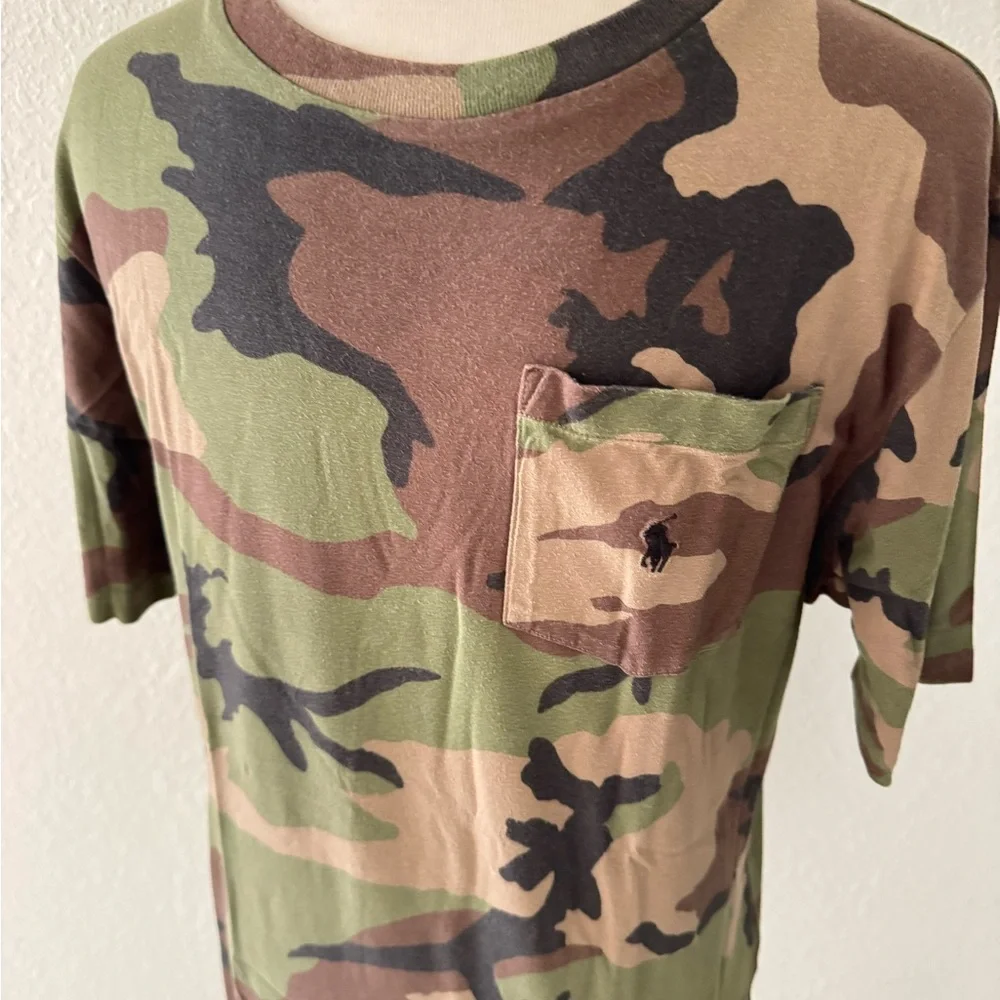 Polo Ralph Lauren Shirt Camouflage Short Sleeve Pocket ‎ Cotton Youth Size 14-16